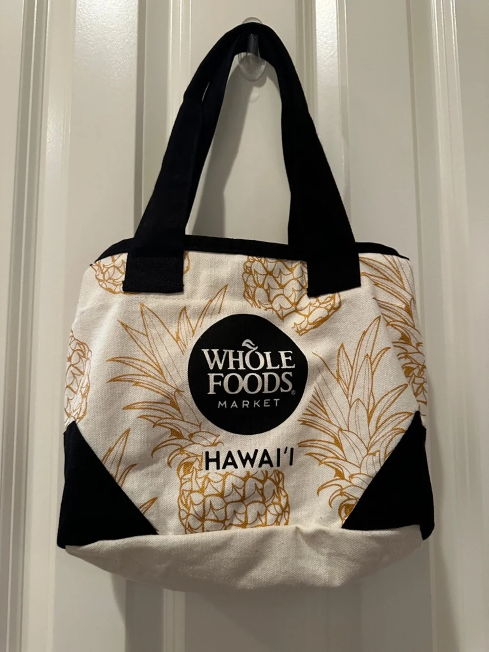 Whole Foods Market Hawai'i Pineapple Print Mini Tote Bag - Cream & Black - Picture 1 of 3